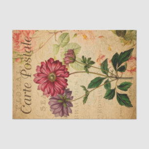 Vintage Anemone Japonica Floral Flowers French Tissue Paper