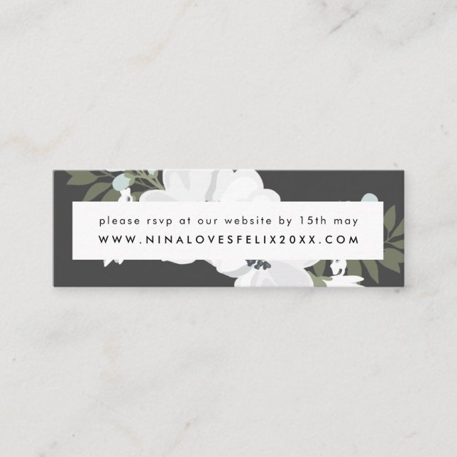 Vintage Anemone Wedding Website RSVP Card (Front)