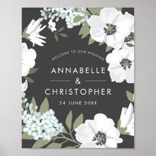 Vintage Anemone Wedding Welcome Poster