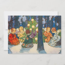 Vintage Angel and Christmas Tree Painting