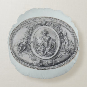 Vintage Angel and Gods Greek Roman Art Round Cushion