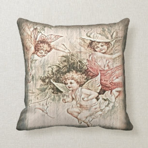Vintage Angel Cherubs  Classic Round Sticker Cushion