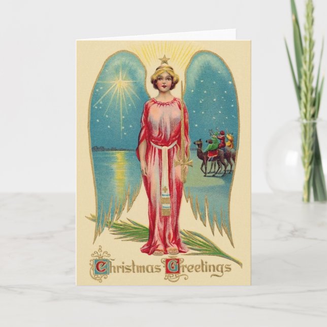Vintage Angel Christmas Greeting Card (Front)