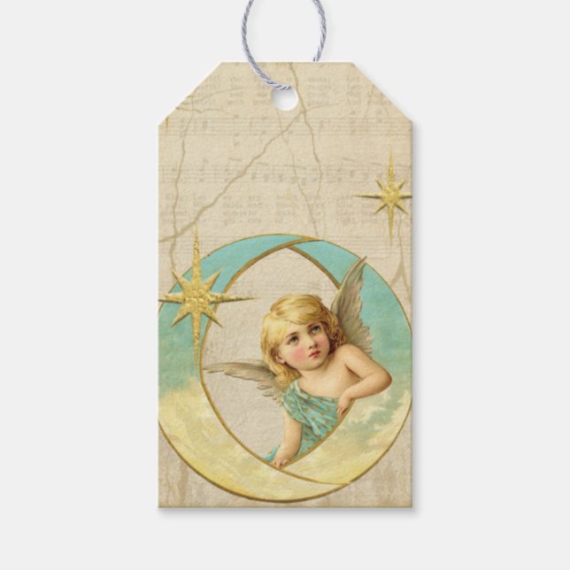 Vintage Angel Christmas Tag | Classic Holiday Gift (Front)