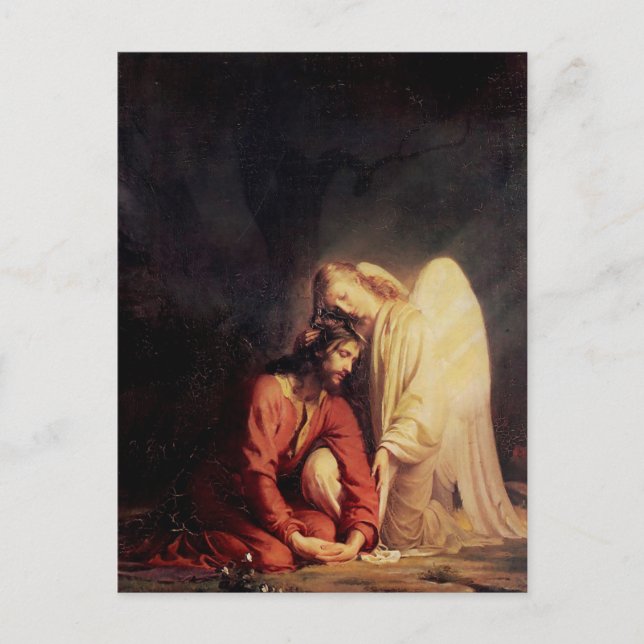 Vintage Angel Comforting Jesus Postcard (Front)