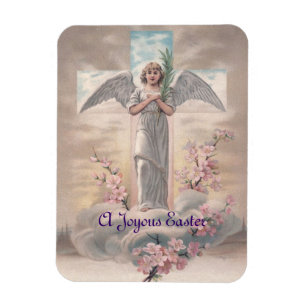 Vintage Angel & Cross Easter Magnet
