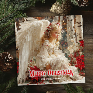 Vintage angel digital Christmas holiday greeting