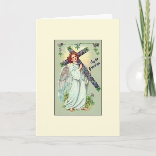 Vintage Angel Easter Greeting Card (Front)