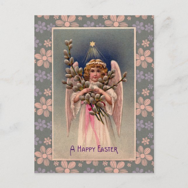 Vintage Angel Easter Greetings Holiday Postcard (Front)