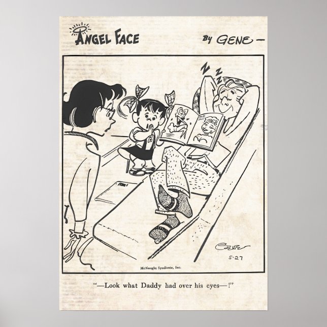 Vintage Angel Face Comic Strip Poster (Front)