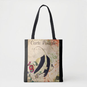 Vintage Angel Fish French Floral Tote Bag