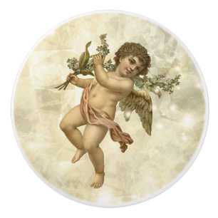 Vintage Angel Glittering Gold V1 ID136 Ceramic Knob