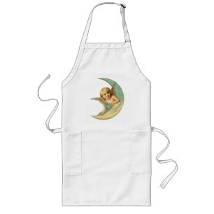 Vintage Angel in Moon Long Apron