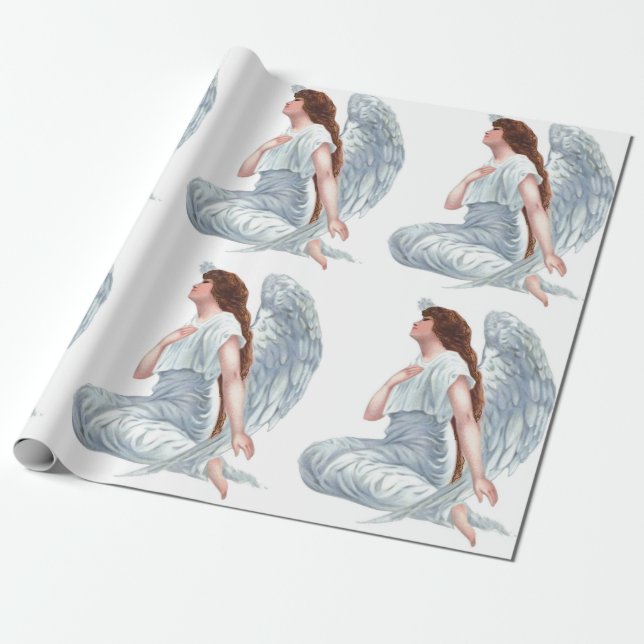 Vintage Angel In White Wrapping Paper (Unrolled)