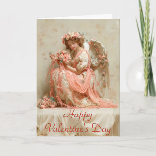 Vintage Angel of Roses Valentine`s Day Card