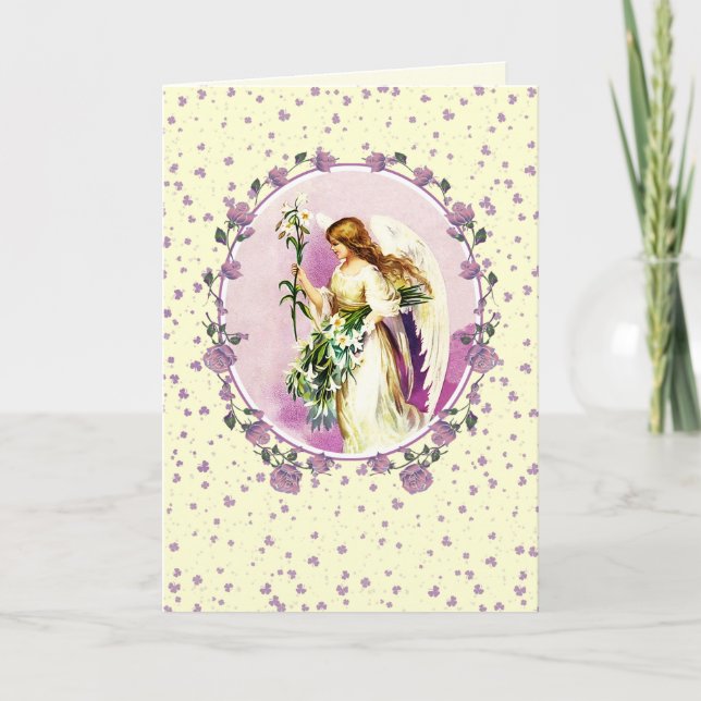 Vintage Angel Religious Easter  Holiday Card (Front)