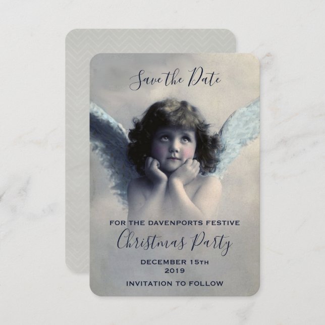 Vintage Angel Retro Christmas Party Invitation (Front/Back)