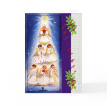 Vintage Angel Tree Choir Christmas Card