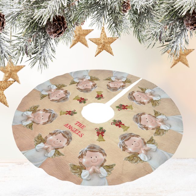 Vintage Angel Tree Skirt (Vintage Angels Christmas Festive Brushed Polyester Tree Skirt)
