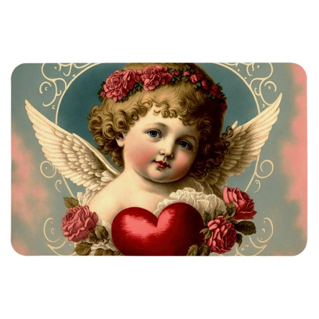 Vintage Angel With Heart Magnet (Horizontal)
