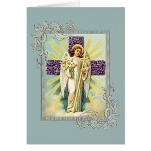 Vintage Angel With Purple Cross