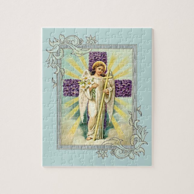Vintage Angel With Purple Cross Jigsaw Puzzle (Vertical)
