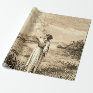 vintage angel wrapping paper