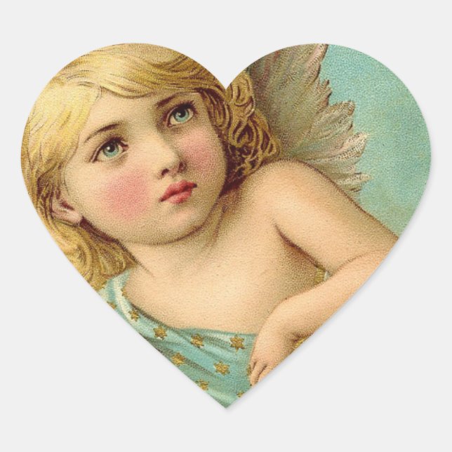 Vintage Angelic Expression Heart Sticker (Front)