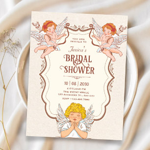 Vintage angels bridal shower invitation