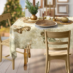 Vintage Angels Glittering Gold ID136 Tablecloth