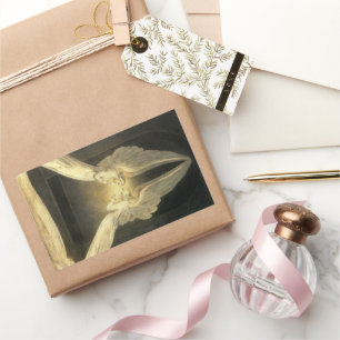 Vintage Angels Hovering Over Jesus Christ Rectangular Sticker