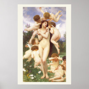 Vintage Angels, Return of Spring by Bouguereau Poster