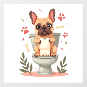 Vintage Angry French Bulldog Holding Toilet Paper 