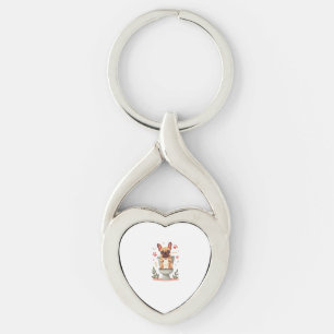 Vintage Angry French Bulldog Holding Toilet Paper  Key Ring