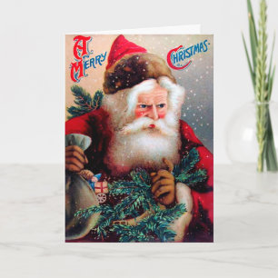 Vintage Angry Santa Holiday Card