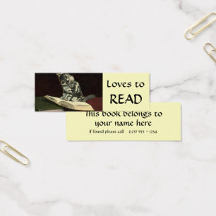 Vintage Animal, Cute Victorian Kitten Reading Book