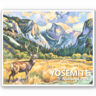 Vintage Animal Deer Van Gogh Yosemite Half Dome