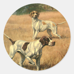 Vintage Animals, English Pointer Hunting Dogs Classic Round Sticker