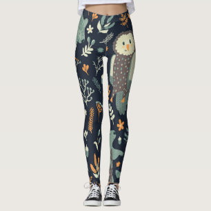 Vintage Animals Floral Seamless Texture Leggings