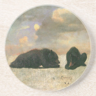 Vintage Animals, Grizzly Bears by Albert Bierstadt Coaster
