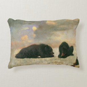 Vintage Animals, Grizzly Bears by Albert Bierstadt Decorative Cushion
