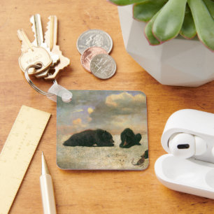 Vintage Animals, Grizzly Bears by Albert Bierstadt Key Ring