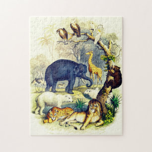 Vintage animals illustration by Oliver Goldsmith Jigsaw Puzzle