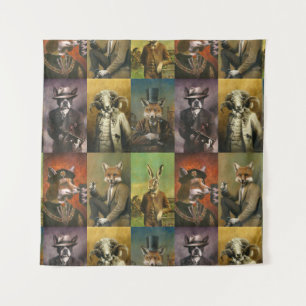 Vintage Animals In Clothes Tapestry