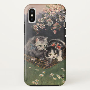 Vintage Animals, Tabby Cat or Kittens in a Hammock iPhone X Case