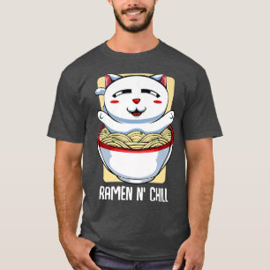 Vintage Anime Cat Ramen Japanese Noodles Kawaii As T-Shirt