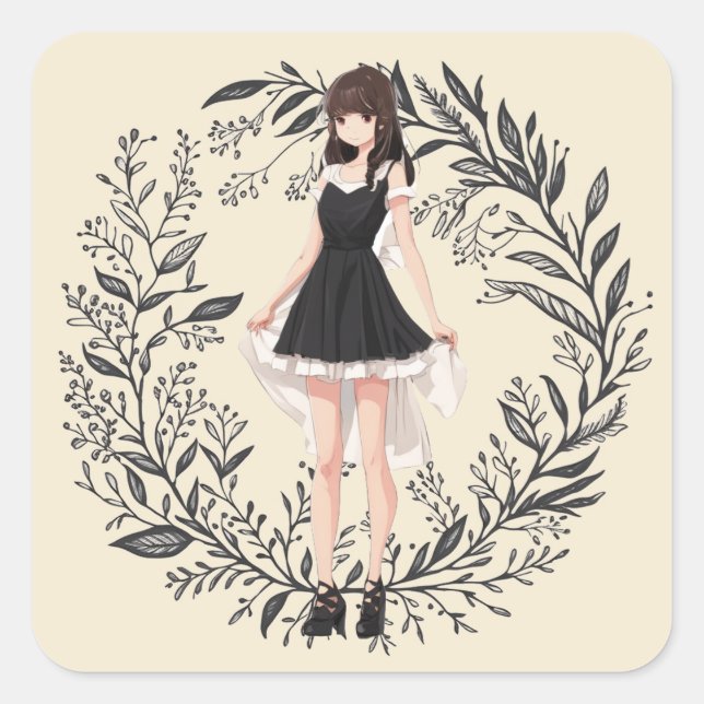Vintage Anime LBD Sticker - Artistic Expression (Front)