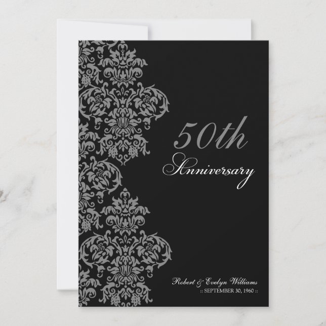Vintage Anniversary Party Custom Invite (ebony) (Front)