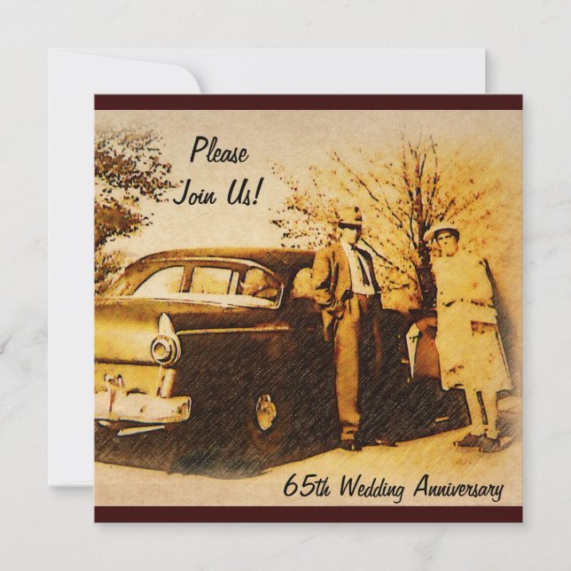 Vintage Anniversary Party Invite for Milestone (Front)