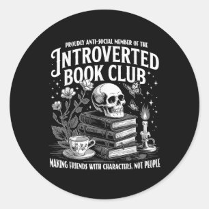 Vintage Anti Social Member Of Introverted Book Clu Classic Round Sticker